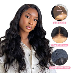 iPretty 6x5 Put On And Go Glueless Lace Bleached Knots Body Wave Wig