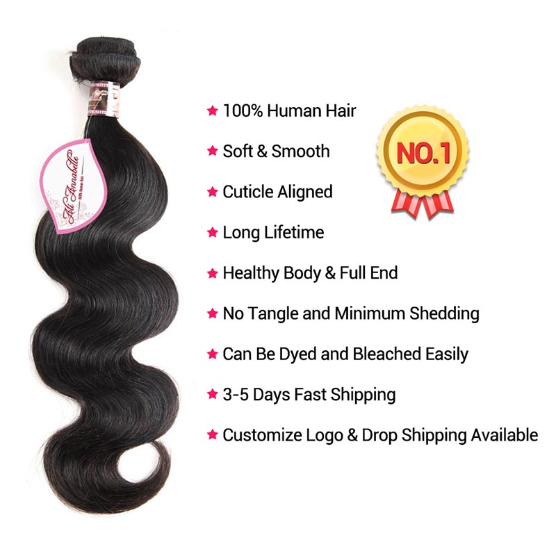 iPretty Brazilian Body Wave Hair Natural Color 10-30inch Human Hair Weave Bundles