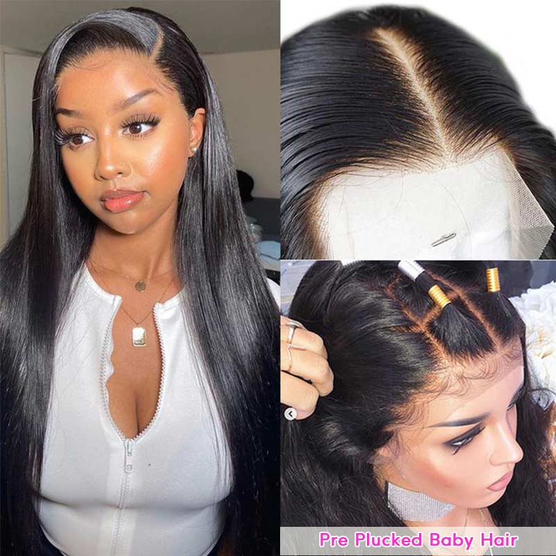 iPretty 13x4 HD Straight Lace Front Human Hair Wigs With Baby Hair