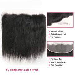 iPretty 13x4 Lace Frontal HD/Medium Brown Lace Alone 10-22 Straight Human Hair Closure