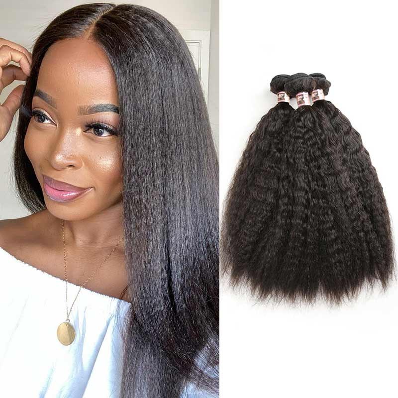 iPretty Brazilian Remy Kinky Straight Human Hair Weave Bundles