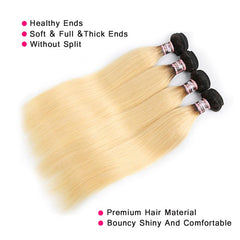 iPretty 1B/613 Honey Blonde Ombre Brazilian Straight Human Hair Bundles Dark Roots