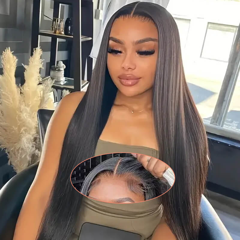 iPretty Straight Wear Go Glueless Wigs Pre Cut 5x5 Skinlike Lace Front Wig Beginner Friendly