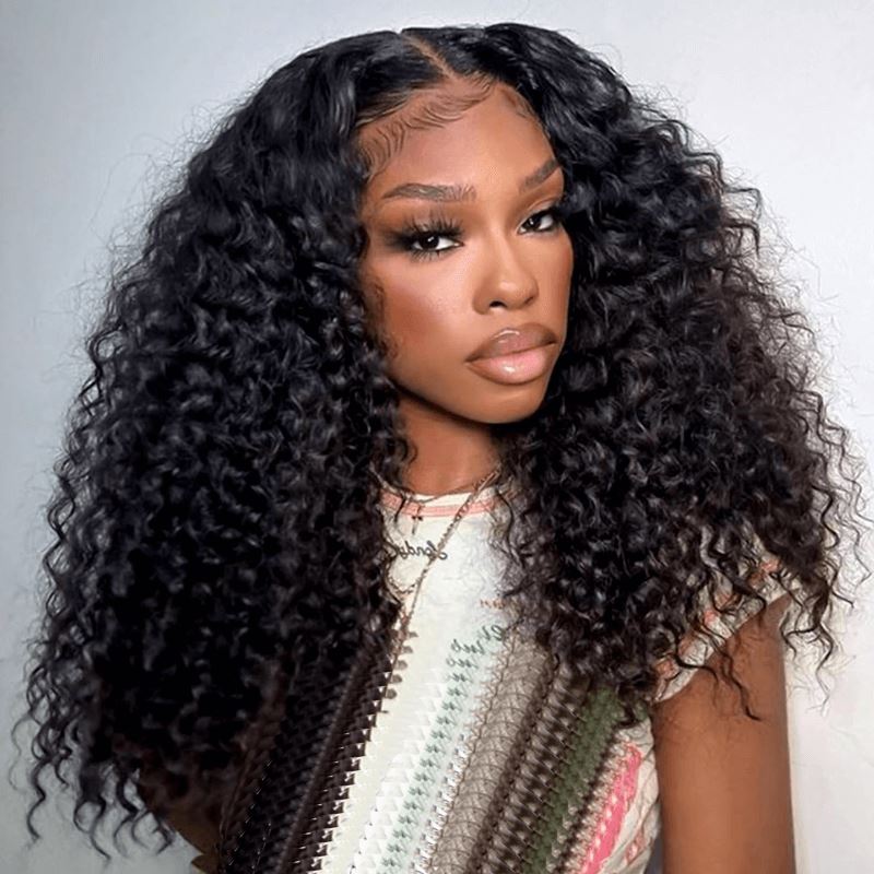 iPretty Kinky Curly 6x5 Pre-Bleached Small Knots Transparent Lace Wear Go Glueless Wig