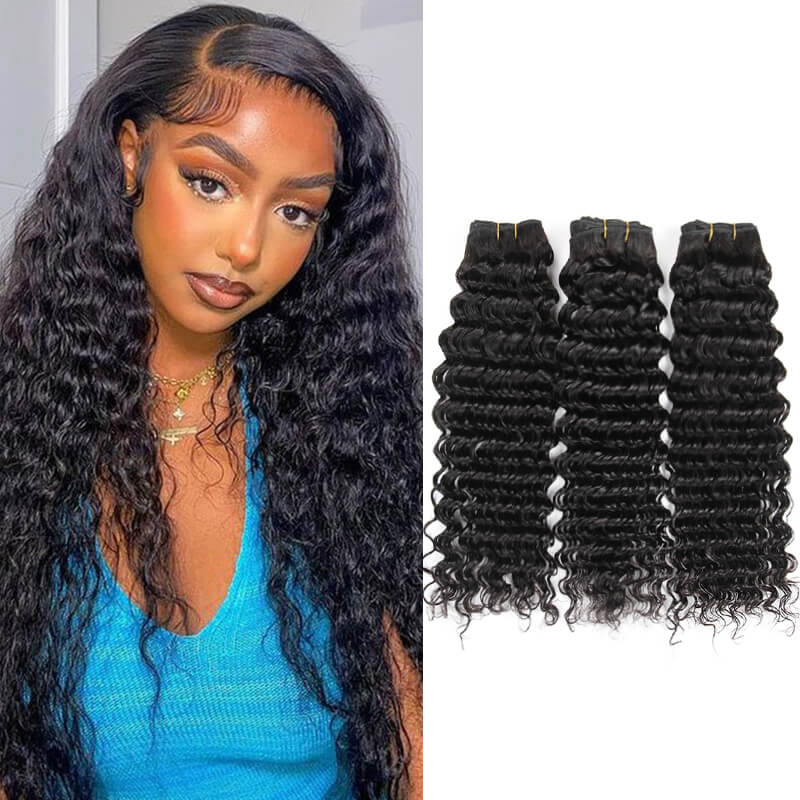 iPretty 3 pcs Bundles Deep Wave Human Virgin Hair