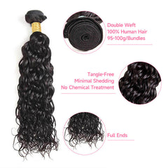 iPretty 4x4 3 Bundles Water Wave Lace Human Virgin Hair with Closure Deal