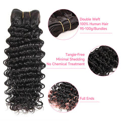 iPretty 4x4 Lace Closure with 3 Bundles Deep Wave