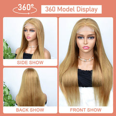 iPretty Honey Blonde #27 Color 4x4 Lace Closure Straight Human Hair Wig