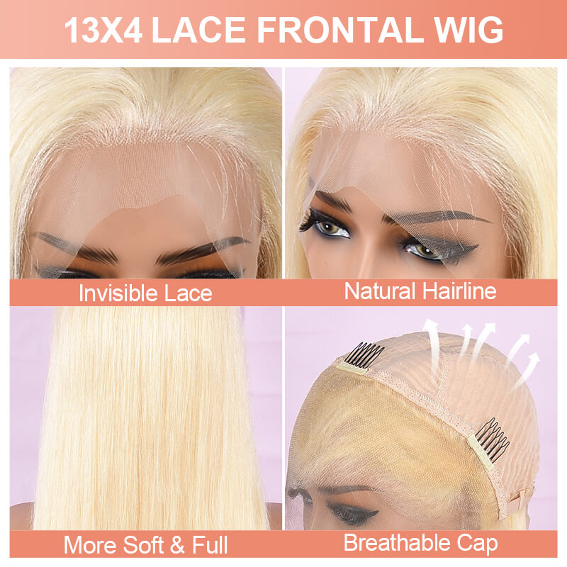 iPretty 13x4 Lace Frontal High Quality 613 Blonde Color Human Hair Body Wave Wig