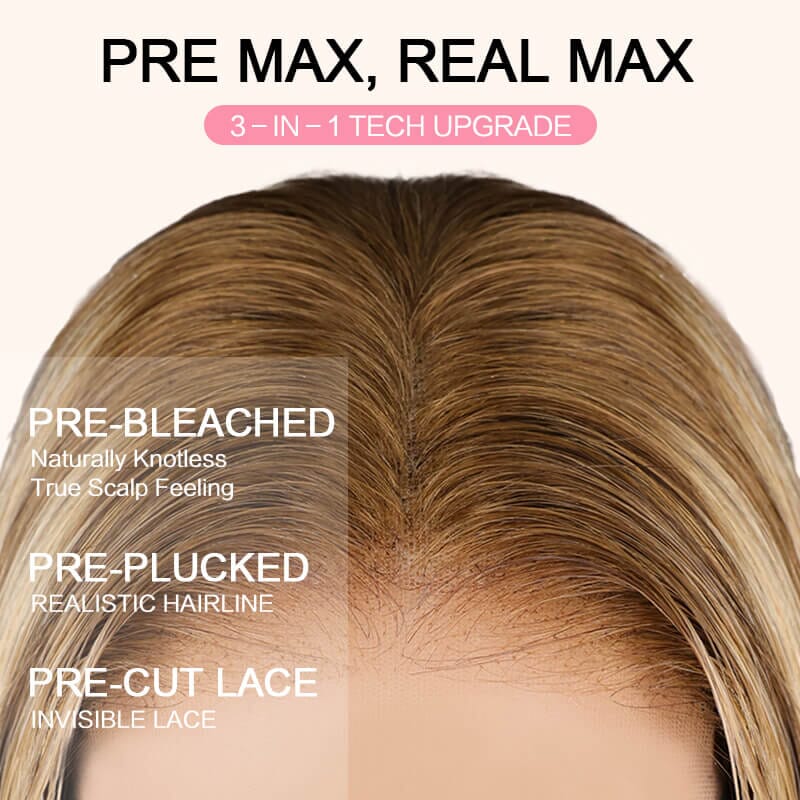 iPretty Pre Bleached Tiny Knots 6x5 Pre-Cut Lace Straight P6/22 Highlight Color Wear & Go Glueless Wig