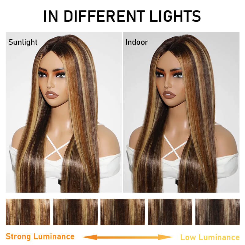 iPretty 13x4 Transparent Lace Highlight Color Straight Human Hair Wig