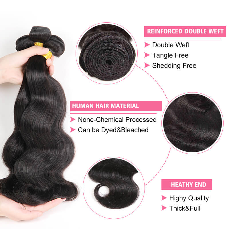 iPretty 4 pcs Bundles Body Wave Human Hair