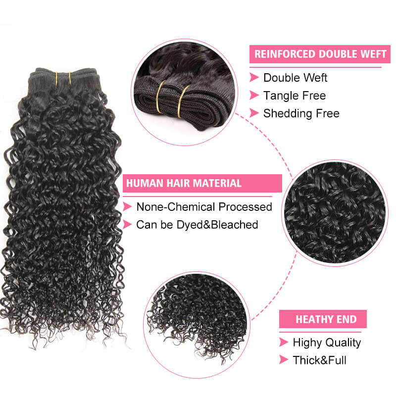 iPretty 4 pcs Kinky Curly Human Hair Bundles