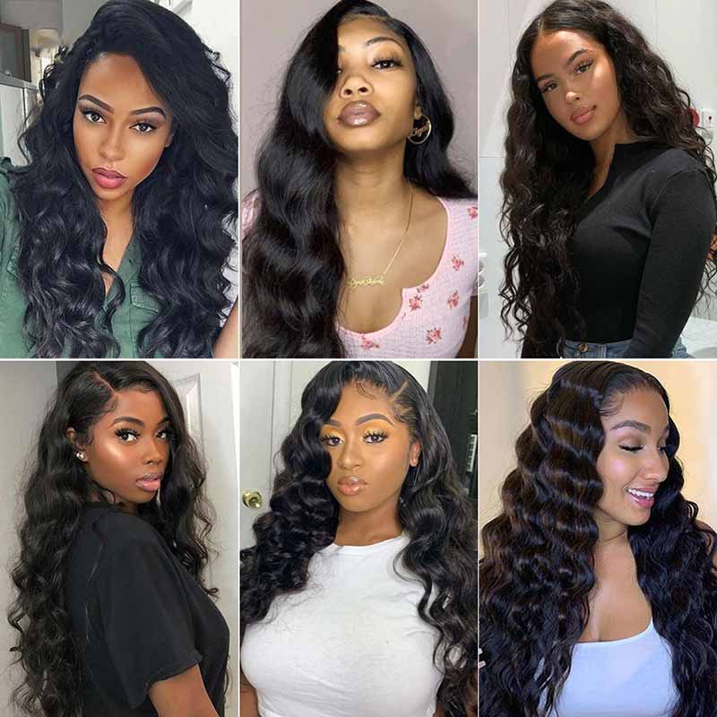 iPretty Brazilian Loose Wave Human Hair Weave Bundles With Closure