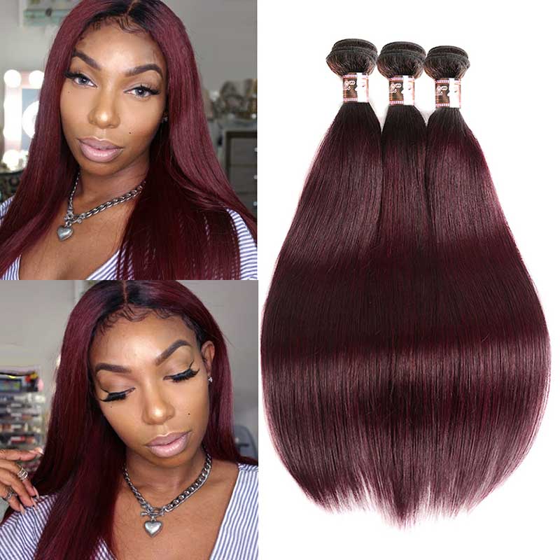 iPretty Ombre 1B/c Red Brazilian Straight Human Hair Bundles