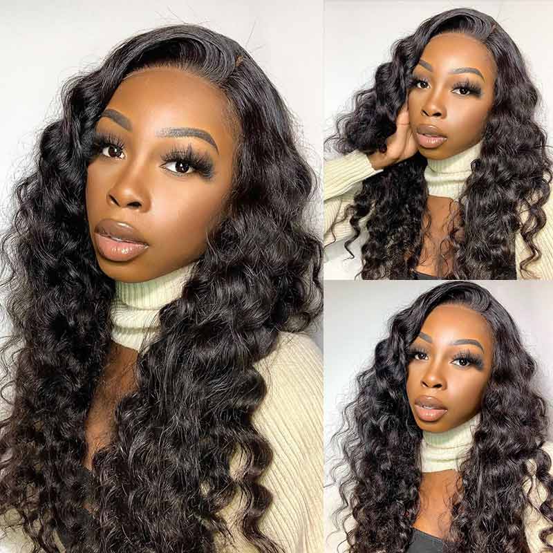 iPretty Brazilian Loose Wave Human Hair Wigs 4x4 Lace Closure Wig Loose Curly