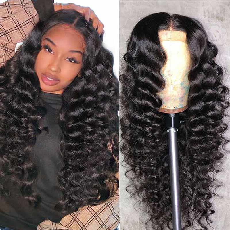 iPretty Brazilian Loose Wave Human Hair Wigs 4x4 Lace Closure Wig Loose Curly