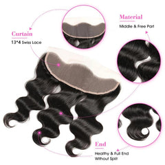 iPretty Body Wave Alone 13x4 HD/Medium Brown Lace Frontal 100% Human Hair Closure with Baby Hair