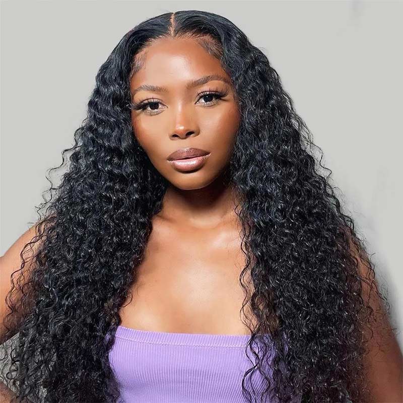 iPretty Invisible Fake Scalp Wig 13x6 Lace Front Curly Human Hair Wigs