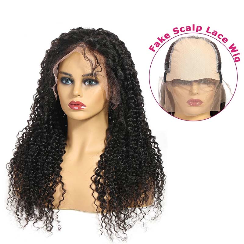 iPretty Invisible Fake Scalp Wig 13x6 Lace Front Curly Human Hair Wigs