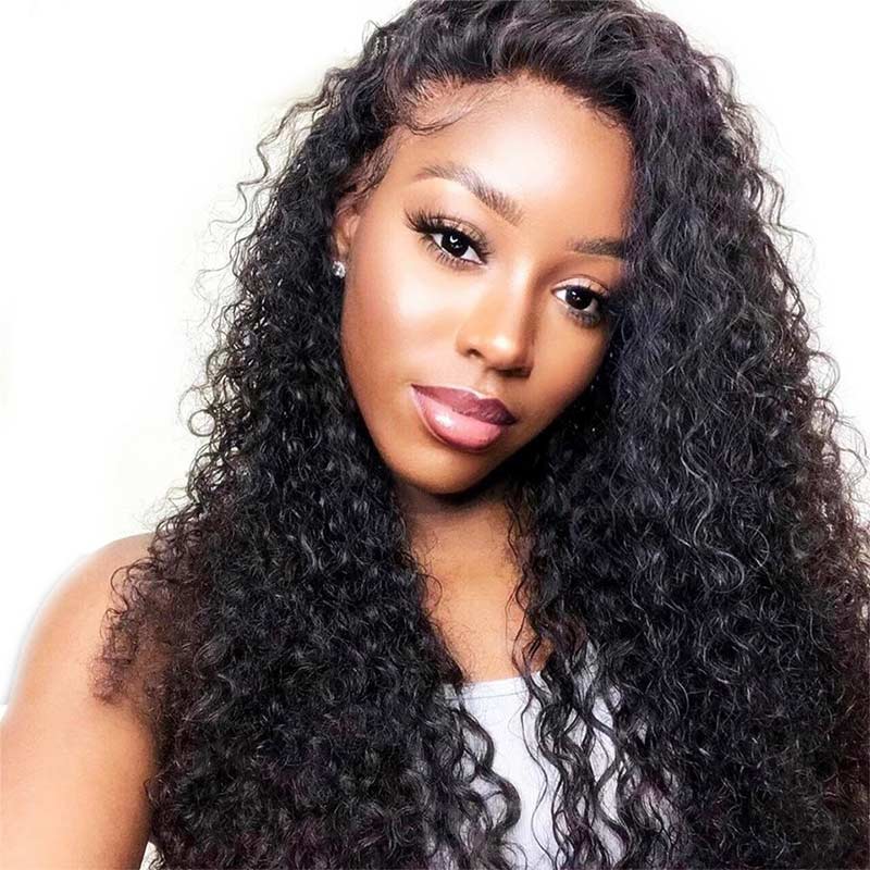 iPretty Invisible Fake Scalp Wig 13x6 Lace Front Curly Human Hair Wigs