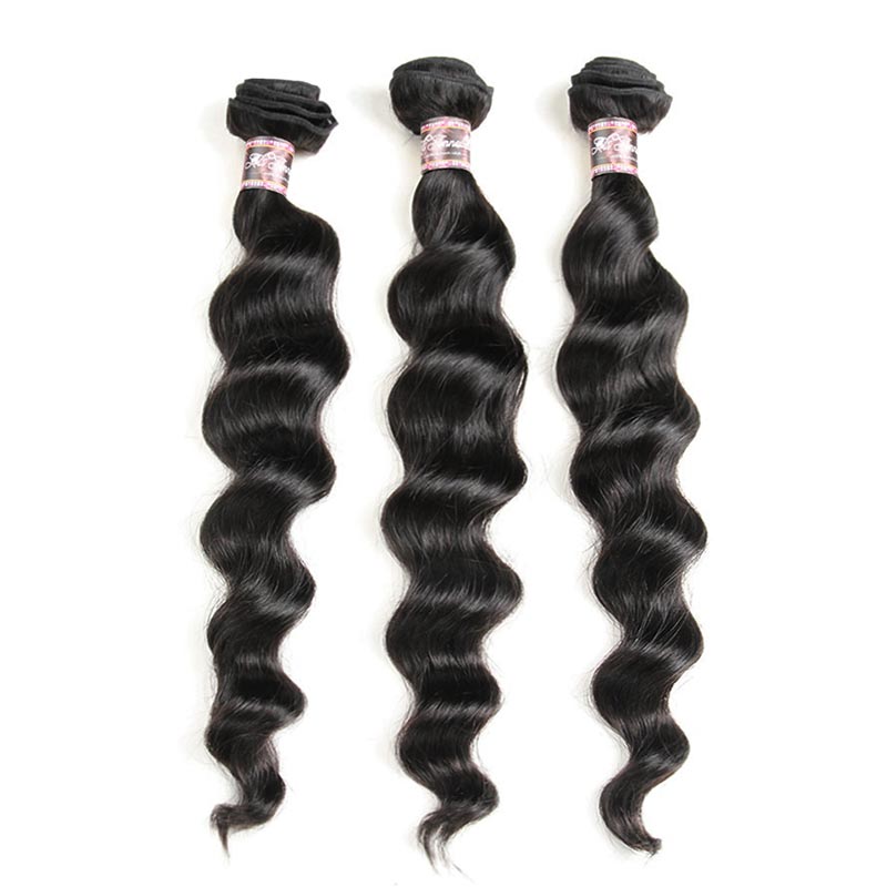 iPretty Brazilian Loose Wave Human Hair Weave Bundles With Closure