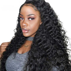 iPretty Deep Curly 13x4 Transparent Glueless Lace Front Wig Human Hair Wigs