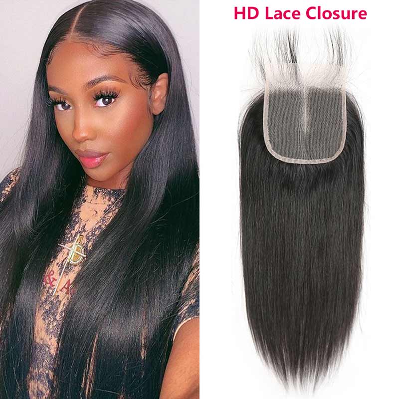 iPretty 5x5 HD Lace Closure Straight Hair Invisible Lace Pre Plucked with Baby Hair