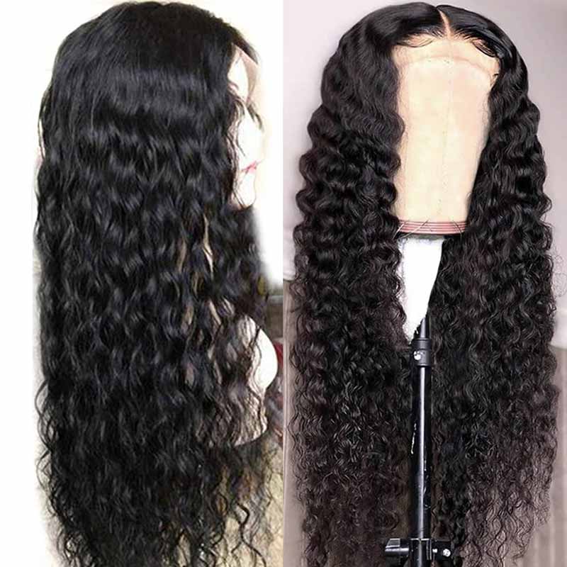 iPretty Deep Curly 13x4 Transparent Glueless Lace Front Wig Human Hair Wigs