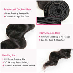 iPretty Brazilian Loose Wave Human Hair Weave Bundles With Closure