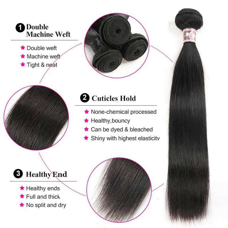 iPretty Brazilian Straight Human Hair Extensions 1 3 4 Bundles Deal