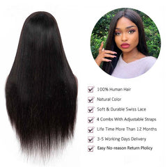 iPretty 4x4 Undetectable Transparent Straight Lace Closure Human Hair Wigs