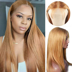 iPretty 27 Color Caramel Blonde Straight Human Hair Wigs Premade 4x4 Lace Closure Wig For Women