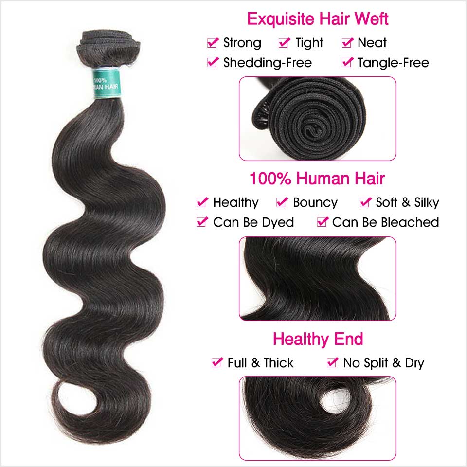 iPretty 3 Pcs Brazilian Body Wave Human Hair Bundles