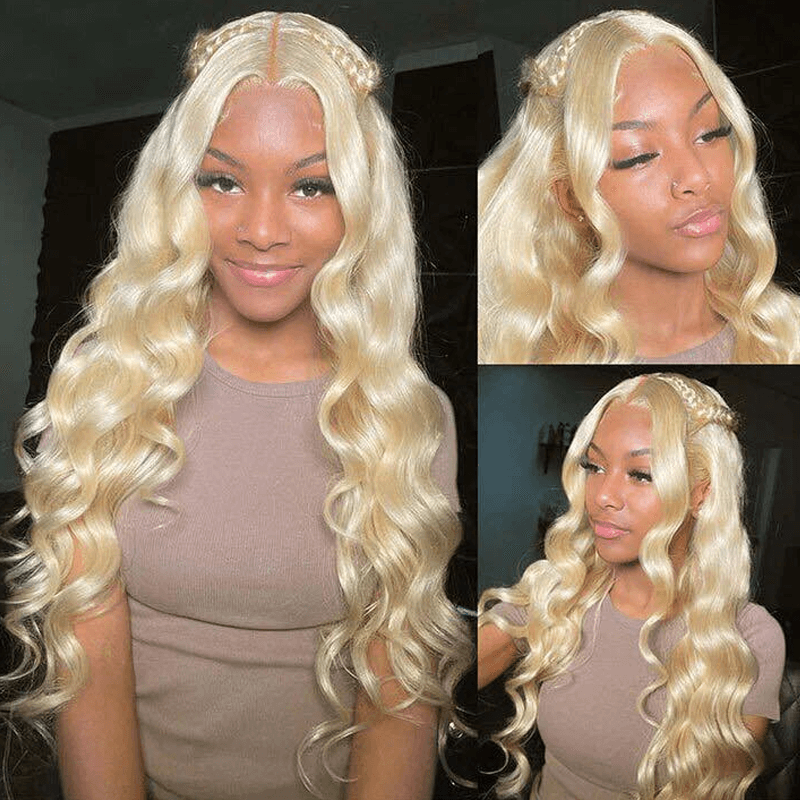 iPretty 13x4 Lace Frontal High Quality 613 Blonde Color Human Hair Body Wave Wig