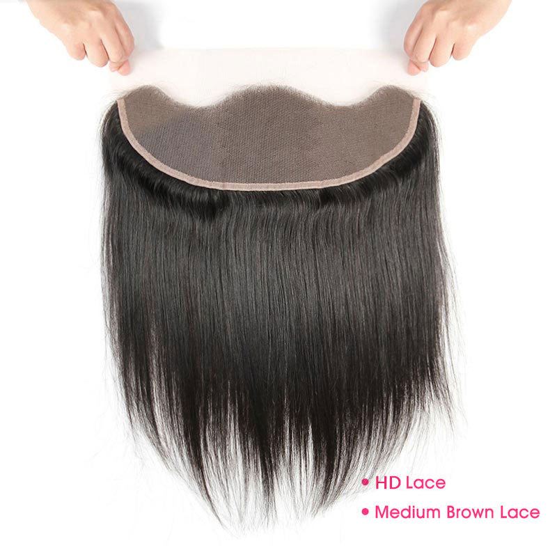 iPretty 13x4 Lace Frontal HD/Medium Brown Lace Alone 10-22 Straight Human Hair Closure