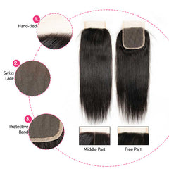 iPretty Brazilian Straight Hair 2 Bundles With 4x4 Lace Closure