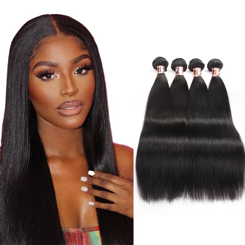 iPretty Brazilian Straight Human Hair Extensions 1 3 4 Bundles Deal